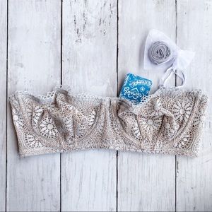 Free People Starla Convertible Underwire Bra 34B nude lace